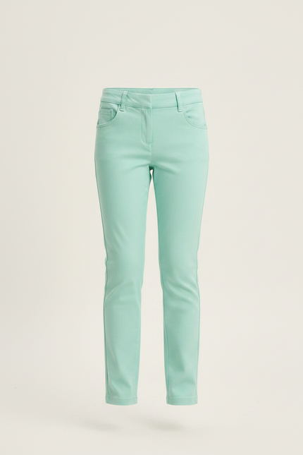 Pantalon Chino Vert Menthe Coton Slim Fille Uni - vue 3