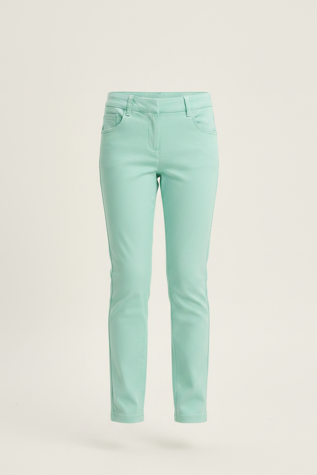 Pantalon Chino Vert Menthe Coton Slim Fille Uni - vue 3