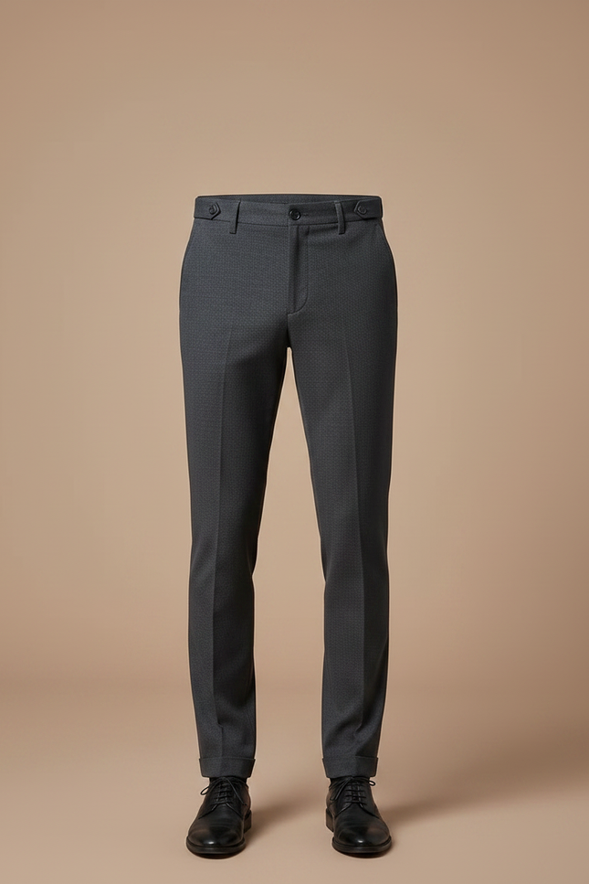 Pantalon Chino Gris Slim Élégant Texturé Homme - Laine - vue 3