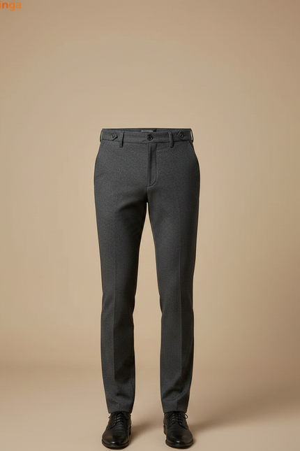 Pantalon Chino Gris Slim Élégant Motif Discret Homme - Laine - vue 3