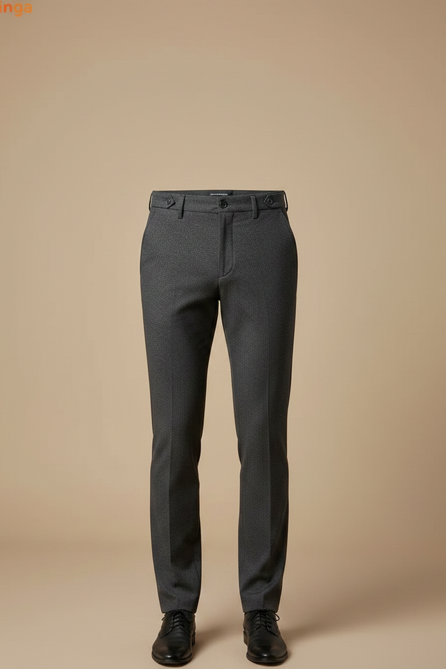 Pantalon Chino Gris Slim Élégant Motif Discret Homme - Laine - vue 3