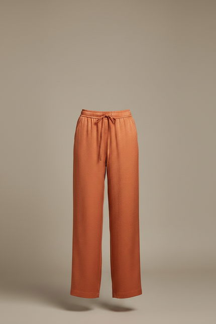 Pantalon Chino Orange Ample Fluide Taille Haute Élégant - Viscose - vue 3