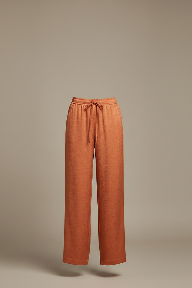 Pantalon Chino Orange Ample Fluide Taille Haute Élégant - Viscose - vue 3