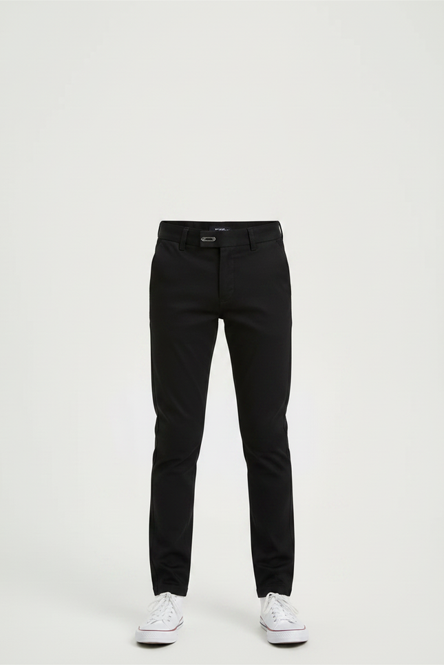 Pantalon Chino Noir Slim Coton Élégant Garçon - vue 3