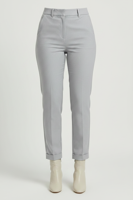 Pantalon Chino Gris Clair Ajusté Élégant Femme - Gabardine - vue 3