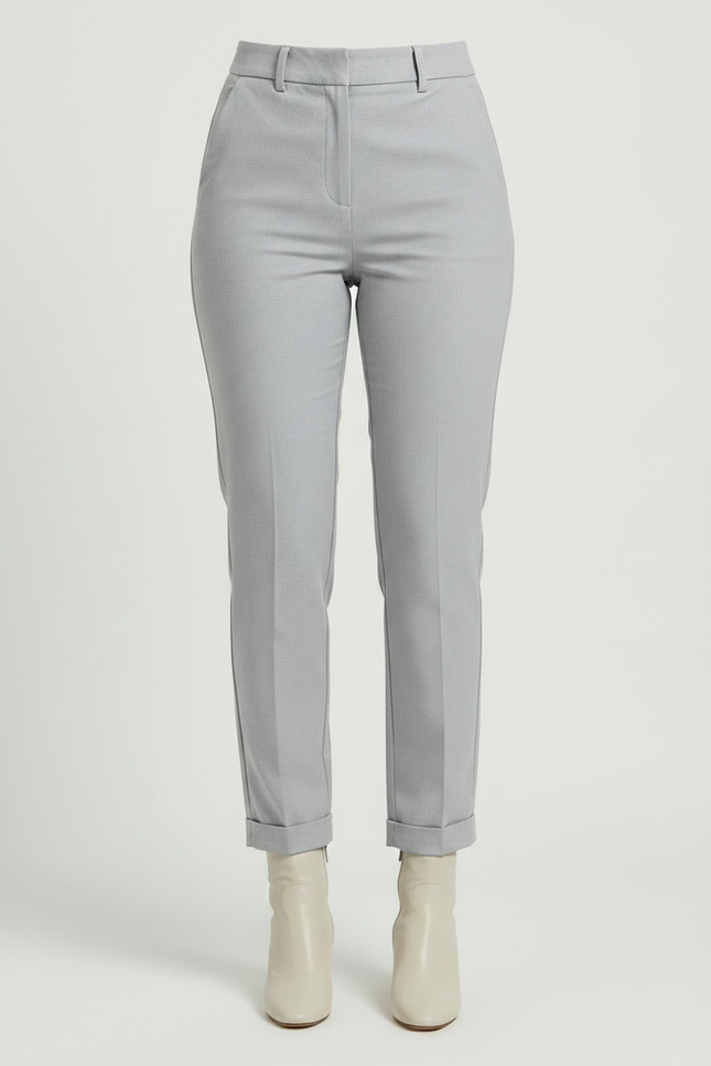Pantalon Chino Gris Clair Ajusté Élégant Femme - Gabardine - vue 3