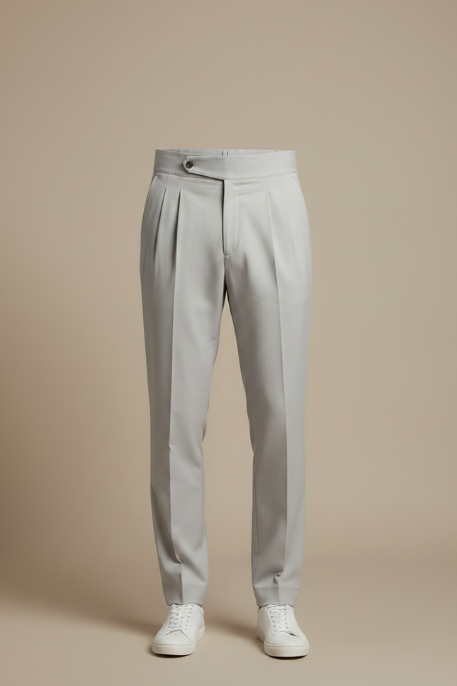 Pantalon Chino Gris Clair Plissé Élégant Homme - Polyester - vue 3