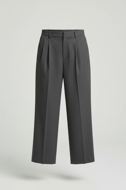 Pantalon Chino Gris Anthracite Plissé Ample Enfant - Gabardine - vue 3
