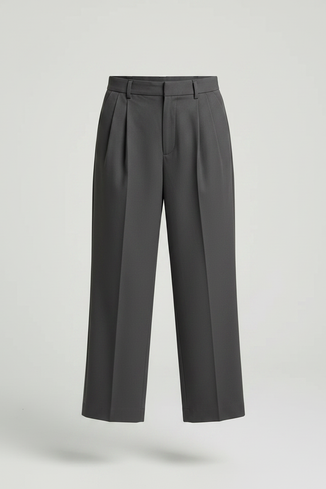 Pantalon Chino Gris Anthracite Plissé Ample Enfant - Gabardine - vue 3