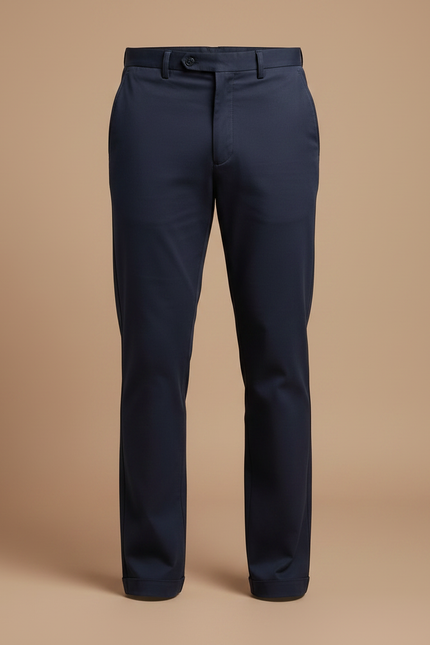 Pantalon Chino Bleu Marine Coton Droit Élégant Homme - vue 3