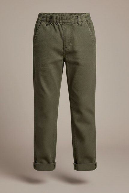 Pantalon Chino Kaki Coton Droit Confortable Enfant - vue 3