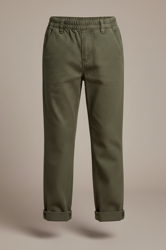 Pantalon Chino Kaki Coton Droit Confortable Enfant - vue 3