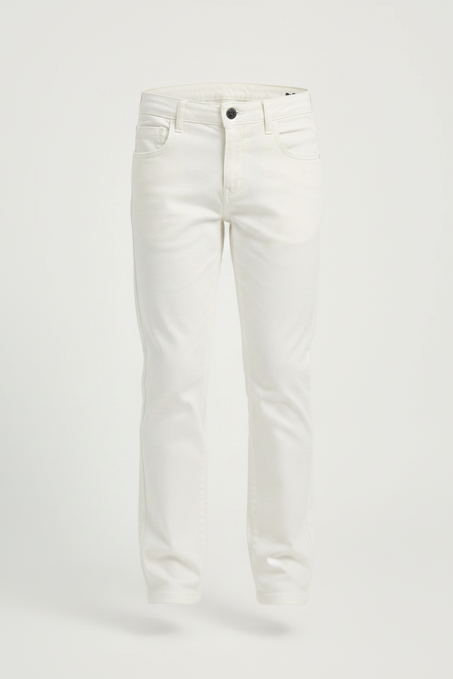 Pantalon Chino Blanc Cassé Coton Coupe Droite Enfant - Beige - vue 3