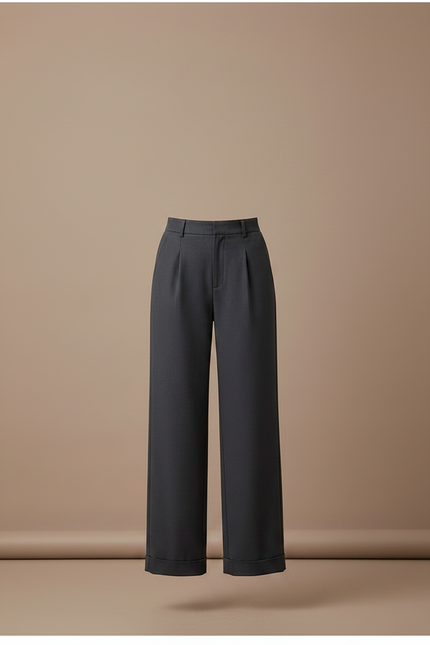Pantalon Chino Gris Anthracite Plissé Ample Femme Chic - Gabardine - vue 3
