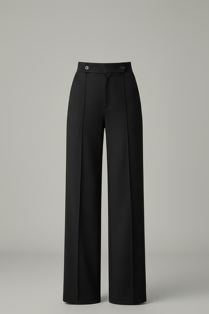 Pantalon Chino Noir Ample Taille Haute Élégant - Gabardine - vue 3
