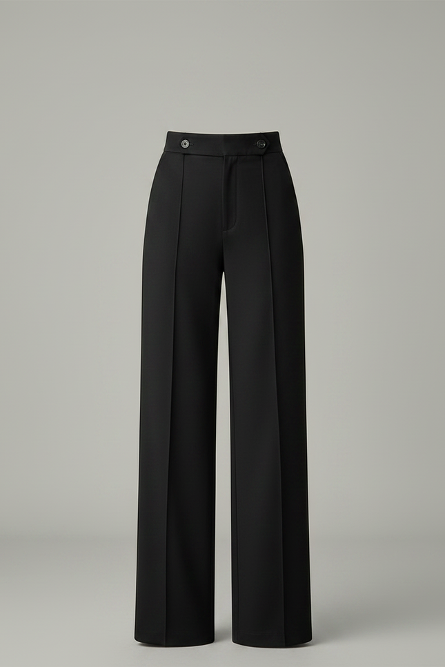 Pantalon Chino Noir Ample Taille Haute Élégant - Gabardine - vue 3