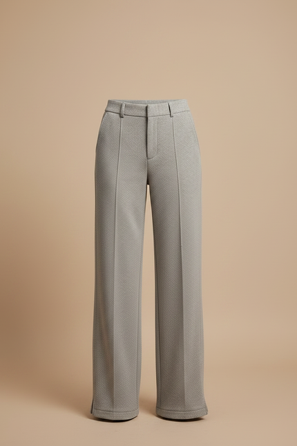 Pantalon Chino Gris Large Fluide Décontracté Femme - Maille - vue 3