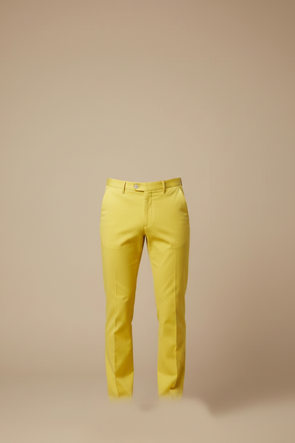 Pantalon Chino Jaune Vif Slim Coton Homme Élégant - vue 3