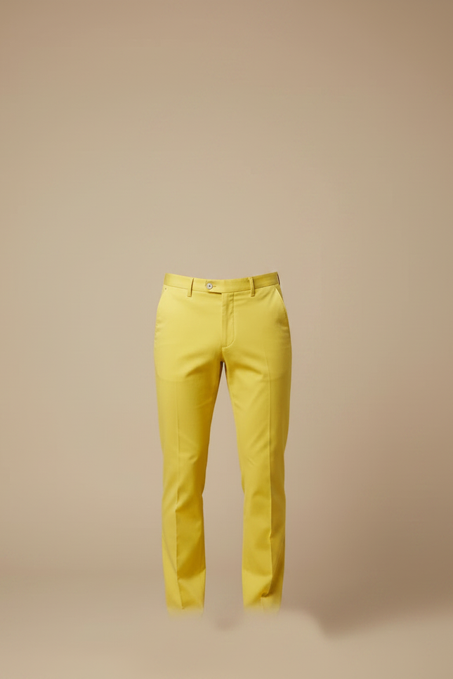 Pantalon Chino Jaune Vif Slim Coton Homme Élégant - vue 3