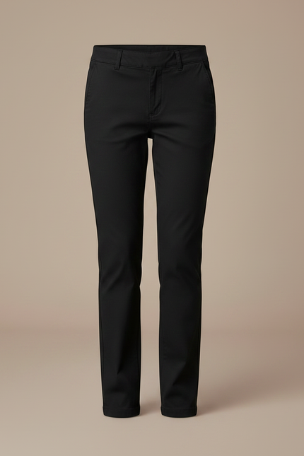 Pantalon Chino Noir Coton Coupe Droite Fille - Gabardine - vue 3
