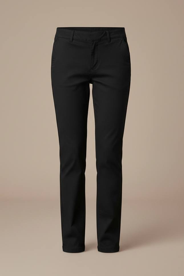 Pantalon Chino Noir Coton Coupe Droite Fille - Gabardine - vue 3