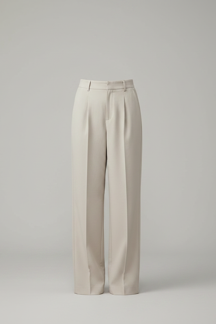 Pantalon Chino Beige Plissé Ample Décontracté Femme - Gabardine - vue 3
