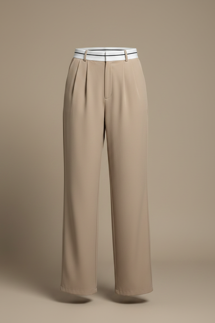 Pantalon Chino Beige Ample Fluide Élégant Femme - Polyester - vue 3