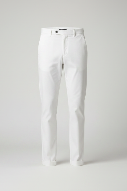 Pantalon Chino Blanc Coton Élégant Slim Homme - Gabardine - vue 3