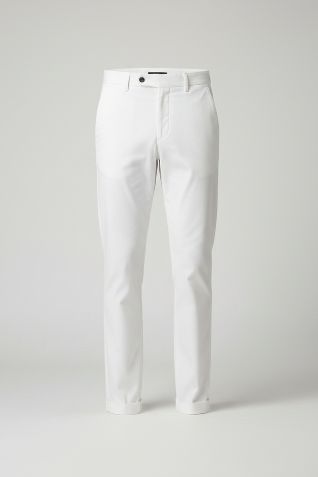 Pantalon Chino Blanc Coton Élégant Slim Homme - Gabardine - vue 3