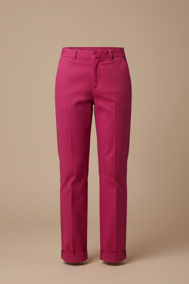 Pantalon Chino Fille Rose Fuchsia Coton Coupe Droite - vue 3