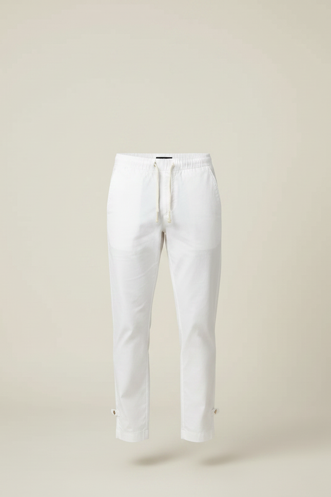 Pantalon Chino Blanc Coton Décontracté Resserré Homme - vue 3