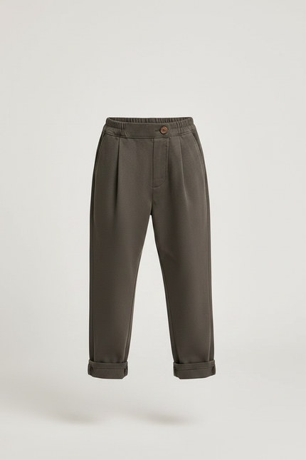 Pantalon Chino Kaki Ample Plissé Coton Enfant - Molleton - vue 3