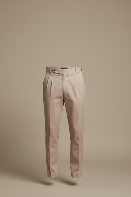 Pantalon Chino Beige Plissé Élégant Homme - Gabardine - vue 3