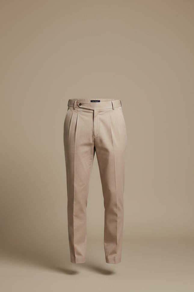 Pantalon Chino Beige Plissé Élégant Homme - Gabardine - vue 3