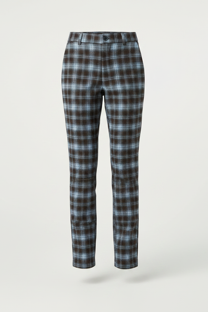 Pantalon Chino Carreaux Marron Bleu Décontracté Femme - Multicolore Tweed - vue 3