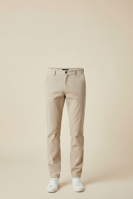 Pantalon Chino Beige Côtelé Slim Élégant Homme - Cordé - vue 3