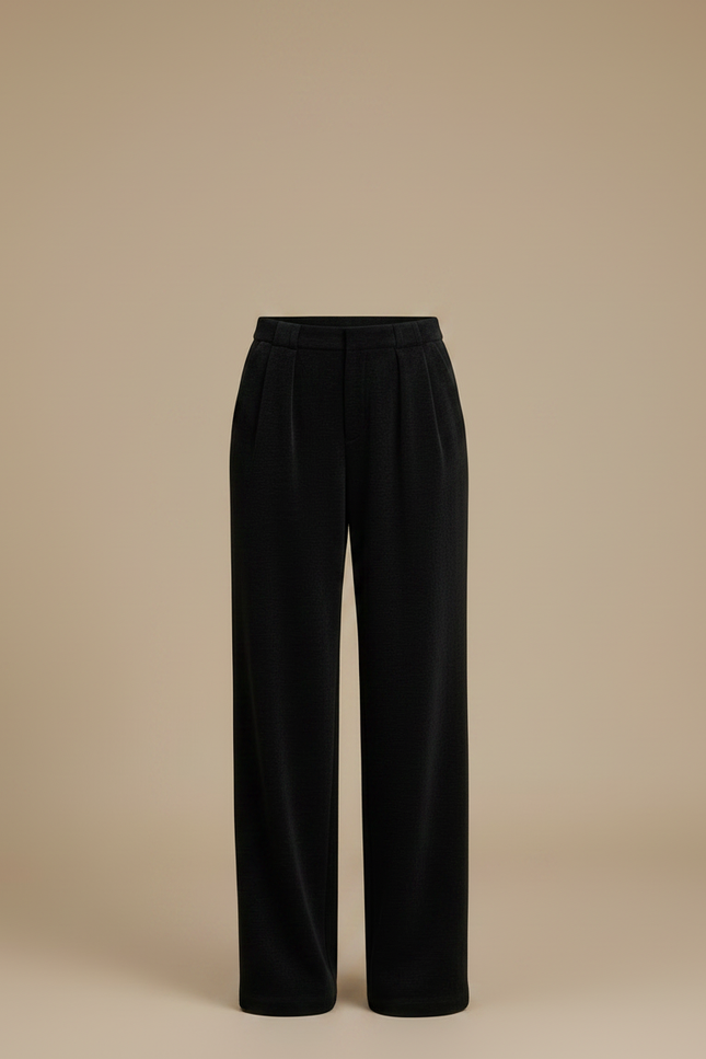 Pantalon Chino Noir Ample Tricoté Élégant - Maille - vue 3