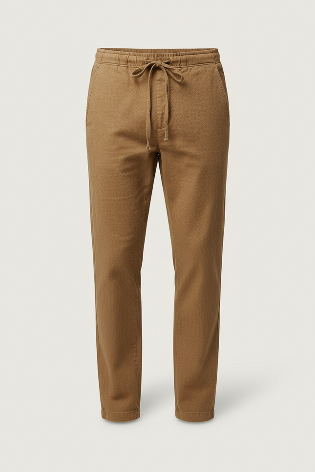 Pantalon Chino Taille Elastique Homme - Marron Gabardine - vue 3