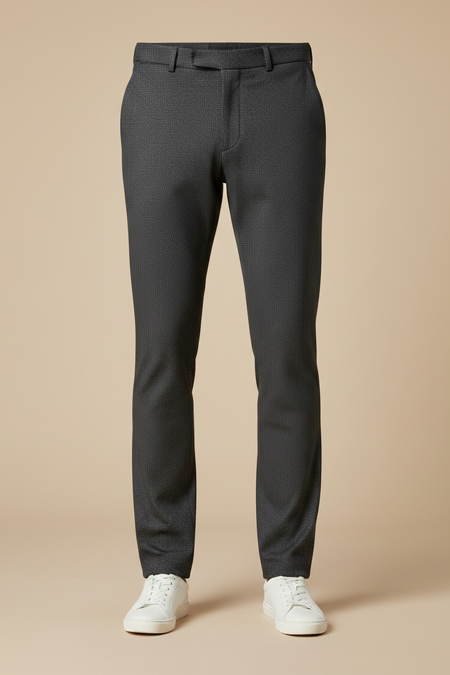 Pantalon Chino Gris Motif Micro Slim Homme - Coton - vue 3