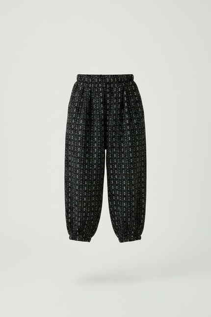 Pantalon Chino Noir Ample Imprimé Floral Fille - Tweed - vue 3