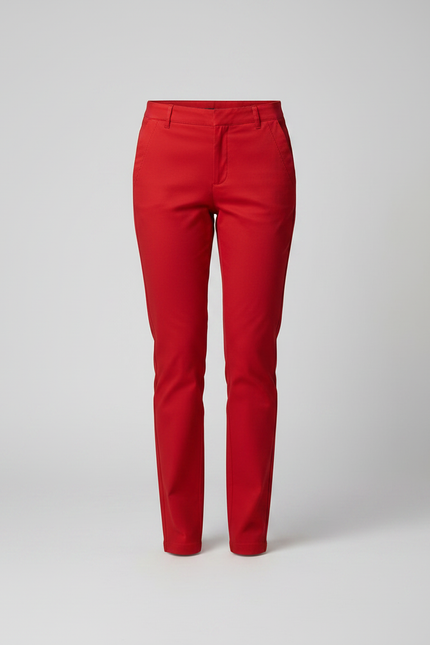 Pantalon Chino Rouge Élastique Slim Élégant Femme - Gabardine - vue 3