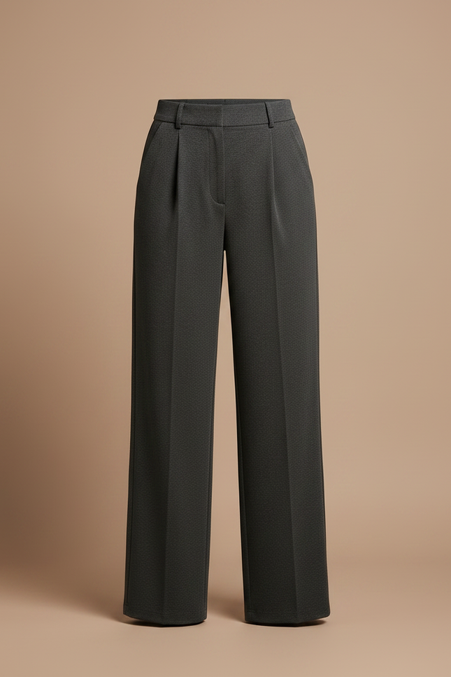 Pantalon Chino Gris Anthracite Ample Plissé Élégant Femme - Polyester - vue 3