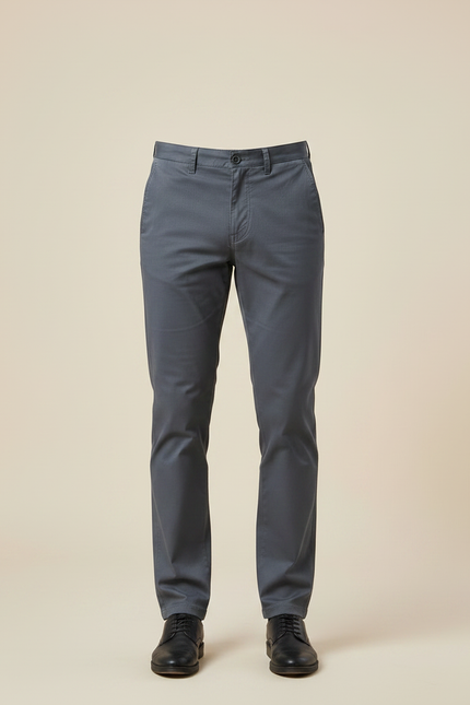 Pantalon Chino Gris Coton Stretch Slim Homme - Gabardine - vue 3