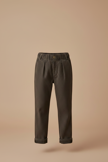 Pantalon Chino Marron Côtelé Plissé Décontracté Enfant - Cordé - vue 3