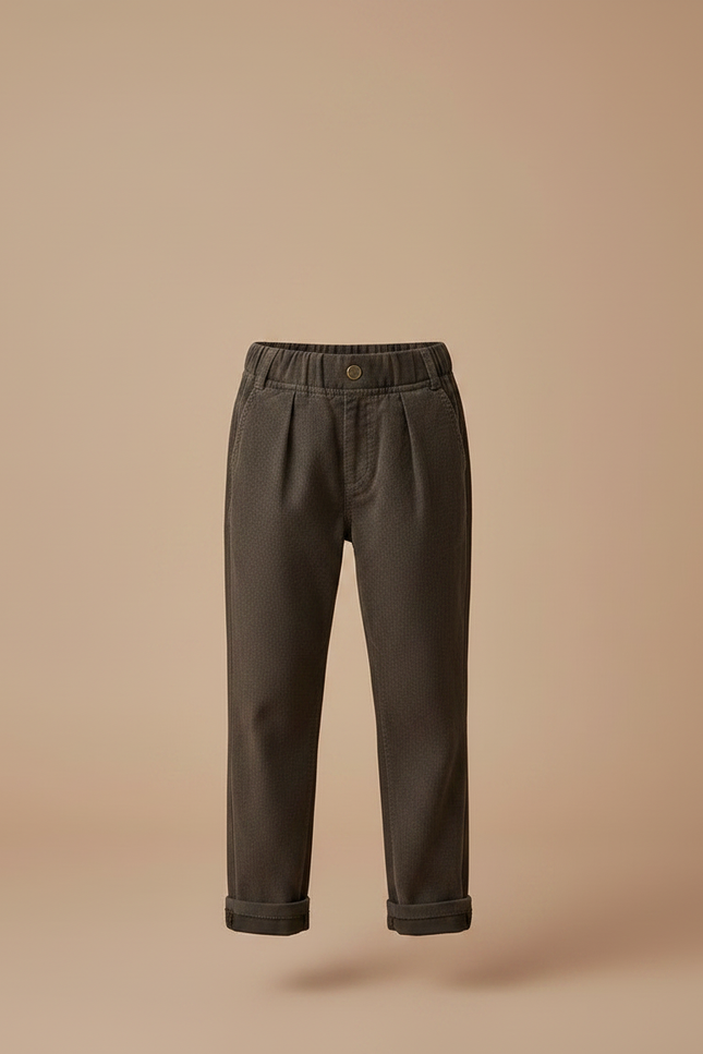 Pantalon Chino Marron Côtelé Plissé Décontracté Enfant - Cordé - vue 3