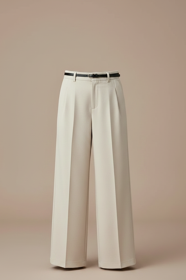 Pantalon Chino Beige Ample Plissé Élégant Fille - Gabardine - vue 3