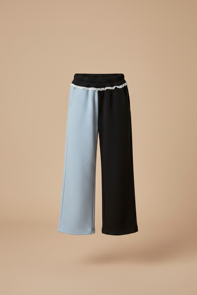 Pantalon Chino Bicolore Ample Fille Hiver Épais - Multicolore Molleton - vue 3