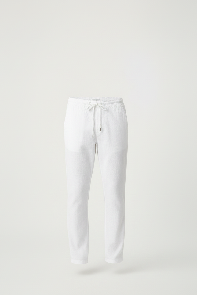 Pantalon Chino En Lin - Blanc - vue 3