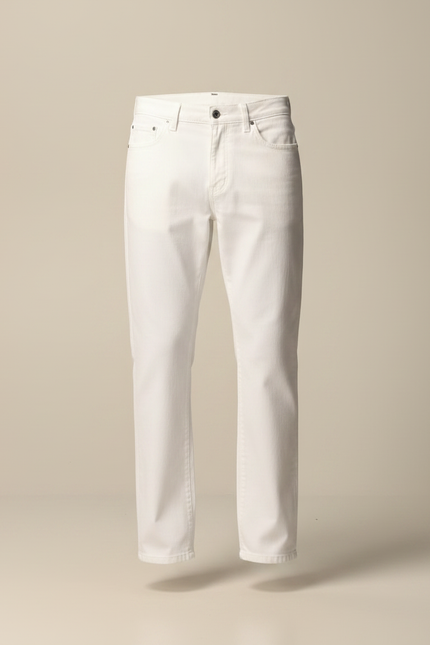Pantalon Chino Blanc Coton Coupe Droite Décontracté Homme - vue 3