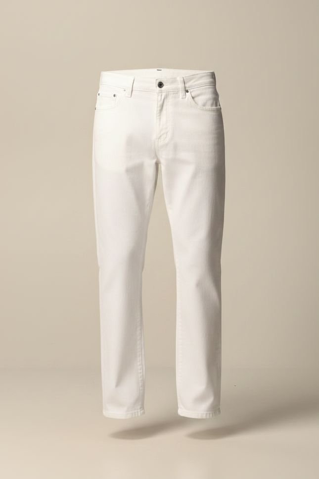 Pantalon Chino Blanc Coton Coupe Droite Décontracté Homme - vue 3